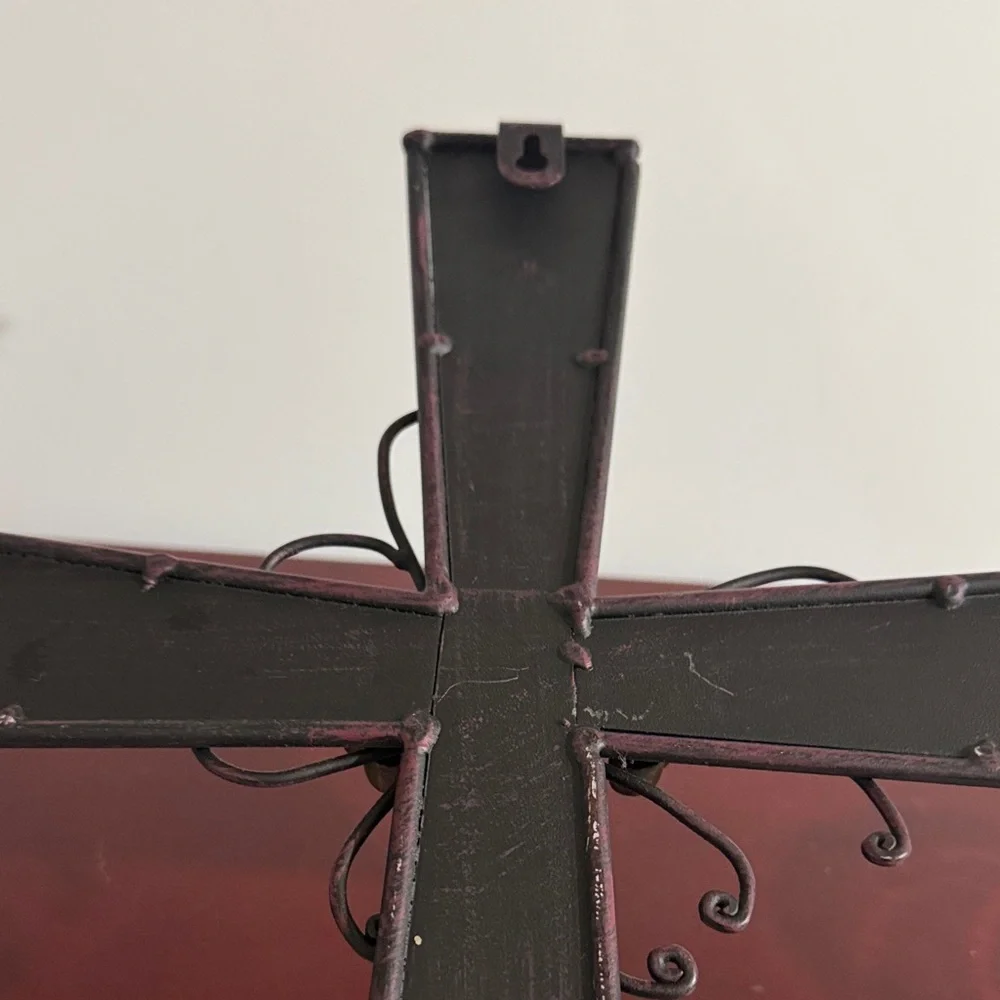 Elegant Large Metal Black and Brown Wall Cross Decor